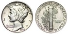 Unisex Mercury Dime Coin Ring Sterling Silver Smooth High Polished 