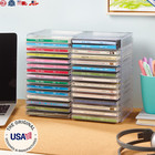 Stackable Clear Plastic Cd Organizer With Rubber Feet - Holds 30 Cases