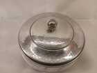 Vintage Pyrex 595 Divided Casserole In B w  Buenilum Hammered Aluminum Dish