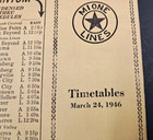 1946 Mione Railway Co - Pocket Train Schedule - Passenger Timetables Phantom