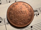 Finland 10 Pennia 1917 Km18 Cu Provisional Government 1yr Type Rare In Top Grade
