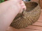 Antique Vintage Buttock Gathering Egg Basket Primitive Hand Woven
