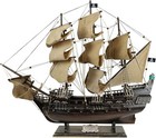 Wooden Pirate Ship Model Black Pearl Model Ship Sailboat Decor Beige Sails 27 