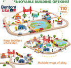 110pcs Wooden Train Set     Toy Train With Tracks For Kids Ages 3-7  Compatible Wi