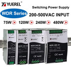 Wdr-75w 120w 150w 240w 480w Industrial Din Rail Switching Power Supply 380v Ac T