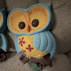 Sexton 1970 Usa Pair Owl Bird Wall Plaques Blue yellow Lot Of 2 Usa 