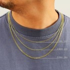 14k Yellow Gold 2mm-7 5mm Cuban Link Curb Chain Necklace Mens Womens  16 - 30 