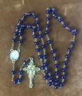 Vintage Cobalt Blue Glass Rosary Beads Religious Catholic Prayer Crucifix