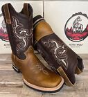 Men s Cowboy Rodeo Boots Genuine Leather Western Brown Work Square Toe Botas