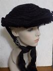 Vintage Civil War Era Victorian Black Mourning Hat With Flowers  60