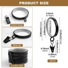 20 Pack Metal Curtain Rings With Clips  Quiet  Smooth Glide Nylon Black
