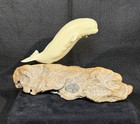 Pellucida Resin Whale Sculpture On Burl Wood Base By John Perry