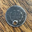 1857-p Seated Liberty Half Dime 90  Silver Holed Philadelphia - Free Shipping  2