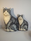 2 Vtg Arnold Print Works Litho Print Stuffed Cloth Realistic Cat Pillow Set 2