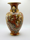 Antique Japanese Satsuma Vase Chozan Meiji Period Hand-painted Dragon   Immortal