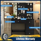 Vanity Set With 10 Led Bulbs Sliding Mirror Makeup Dressing Table Dresser Desk