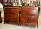Pair Of Antique French Inlaid Mahogany Louis Xvi Twin Size Beds