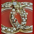 Chanel Buttons Zip Pull Lucite Gold Xmas 45 Mm Xl Stamped