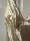 Morgan   Co  Ivory Satin Solid Slip Evening Gown  V-neck  Sleeveless  L