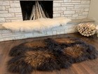 Icelandic Sheepskin Rug Thrown Genuine Black Brown