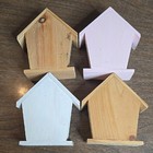 Set Of Four Wooden Birdhouses  2 Unpainted  2 Partially Painted