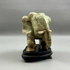 Vintage Hand Carved Natural Green Stone Elephant Figurine Stand 22-49  2 5x3 5 
