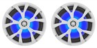 Pair Rockville Rkl80mw 8  900 Watt White 2-way Marine Boat Speakers W led s