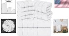 Luxury Bath Towel Set Of 8 Cotton 600 Gsm Soft Absorbent White