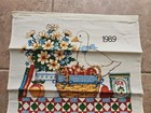 Vintage 1989 Calendar Wall Hanging Kitchen Tea Towel Ducks Country Flowers Nos 