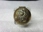 Antique Cut Glass  Art Nouveau Inkwell Brass Hinged Top
