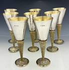 8 Stuart Devlin Elizabeth Ii Sterling Silver Champagne Flutes Goblets 1968