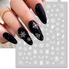 Snowflake Nail Stickers  Christmas 3d Self-adhesive Nail Art Decals - White Snow