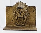 Rare Antique Or Vintage Native American Indian Chief Head Cast Iron Bookends