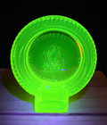 Antique Pennsylvania Rubber Co  Advertising Tire Ashtray  yellow Vaseline Glass 