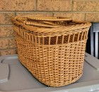 Wicker Basket Double Handled Rectangular Large Gathering Large 14 X 9 Vtg Woven