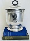 Vintage Silverplated Ice Bucket With Lion Faces Lid And Liner
