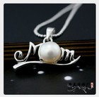 925 Sterling Silver Freshwater Pearl Mom Pendant 18  Chain Necklace Gift Box J12