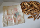 Vintage Champion Clothes Pin Bag 100  Wood Peg Clothespins 1950 s 1960 s Usa