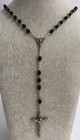 Vintage Rosary Catholic Black Beads Religious Jesus Crucifix Italy W  Pouch