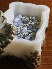 Vtg Guillloche Enamel Sterling Silver Thermoset Moonglow Rosary   Milk Glass Box