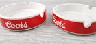 Lot Of 2 Coors Ceramic Ashtray 1985 Vintage Beer Red White  2 