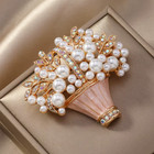 Luxury Rhinestone Pink Flower Bouquet Brooch Floral Gold Pin Fall Jewelry Gift