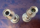 Pair Of Fancy Solid Brass Antique 8  Candlestick Holders  Beautiful Detail