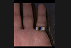 Georgian English John Linnit 18k Gold Over Men Pinky Ring  Jade Lapis Band