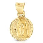 14k Yellow Gold Guadalupe Stamp Religious Charm Pendant 0 6mm Box Chain Necklace