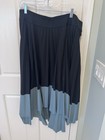 Athleta Pleated Accordion Hi-low Midi Skirt With Black-blue Colorblock  Size Xl