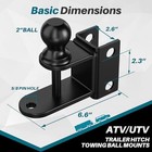  99004 3-in-1 Atv utv Adjustable Trailer Hitch Towing Ball Mounts With 2  Ball 