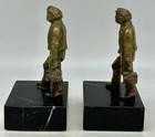 Victorian Bronze Shoeshine Figure Statue  Bookends  Marble Or Onyx
