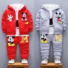 3pc Kid Baby Boy Girl Mickey Hoodie Coat t Shirt pants Outfit Casual Clothes Set