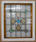 Geometrical Edwardian English Leaded Stained Glass Window 21 25  X 25 